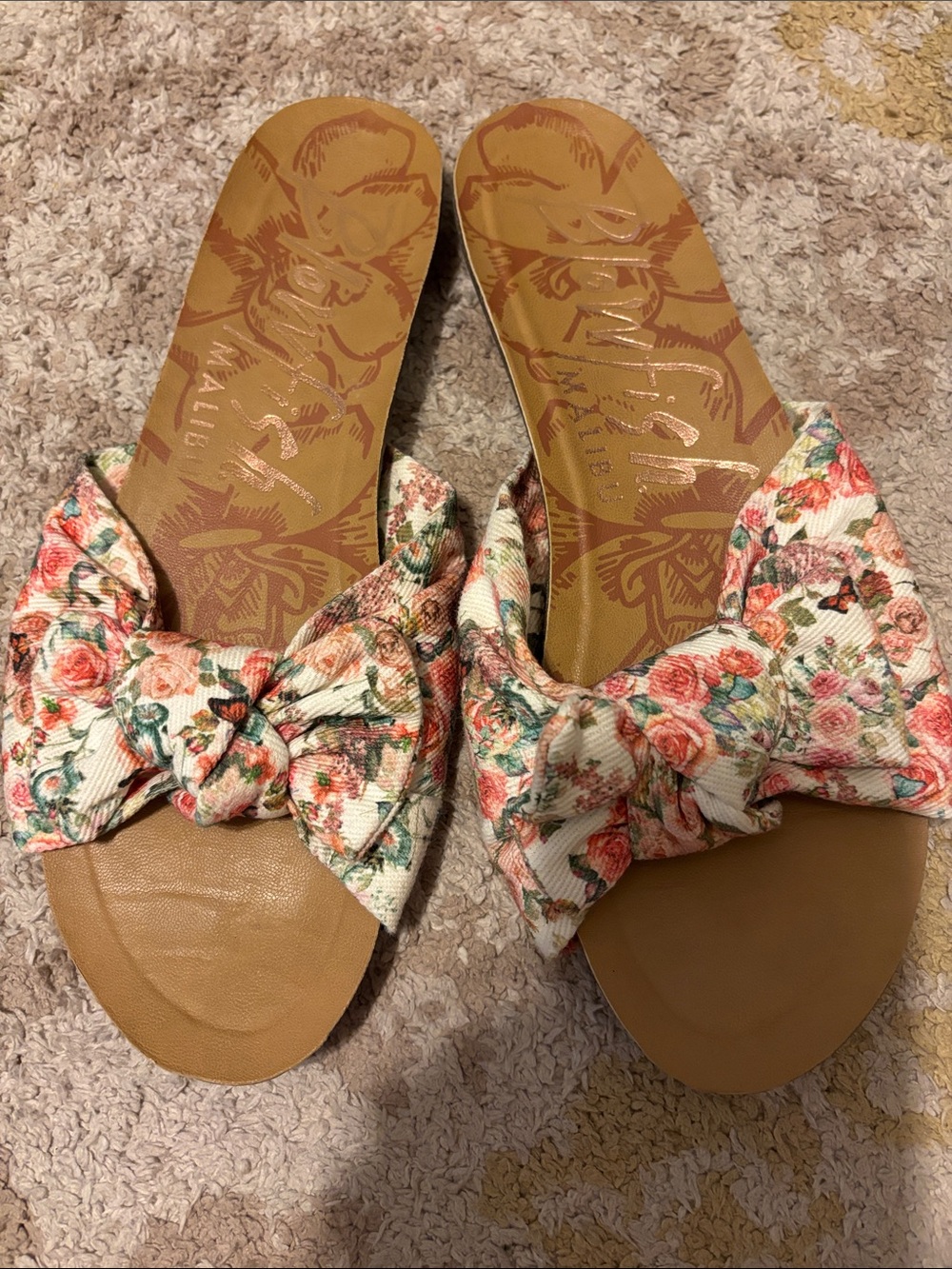 Floral Bow Slide Sandals - Multicolor